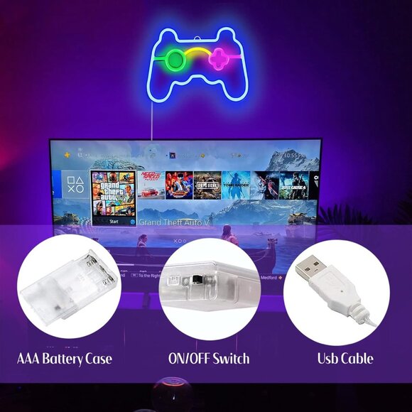 Gamer Neon Sign LED Light for Game Room Decor USB Battery Gift for Teens Kids - Picture 3 of 6